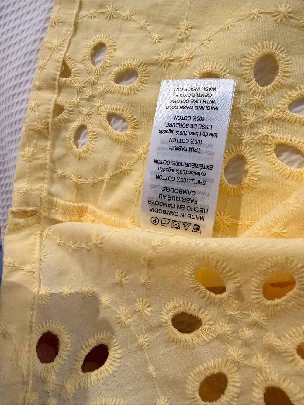 Michael Kors Yellow Cropped Eyelet Button-Down Shirt